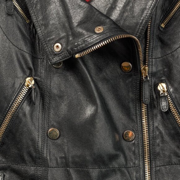 Gucci Black Leather Double-Breasted Moto Jacket - Picture 4 of 13